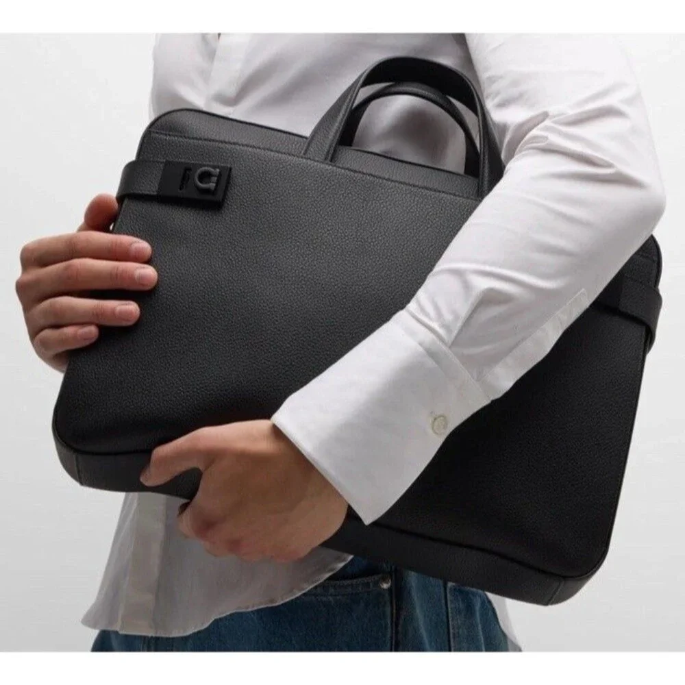 Ferragamo Business bag with Gancini Buckles Briefcase with Shoulder Strap
